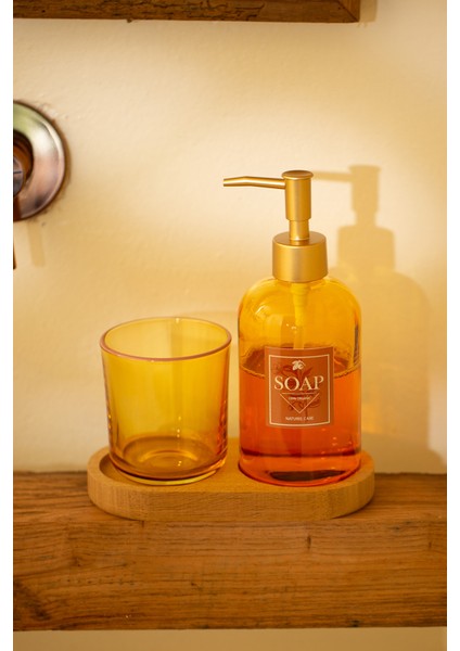 Vina Ahşap Standlı Banyo Seti Amber 420 cc