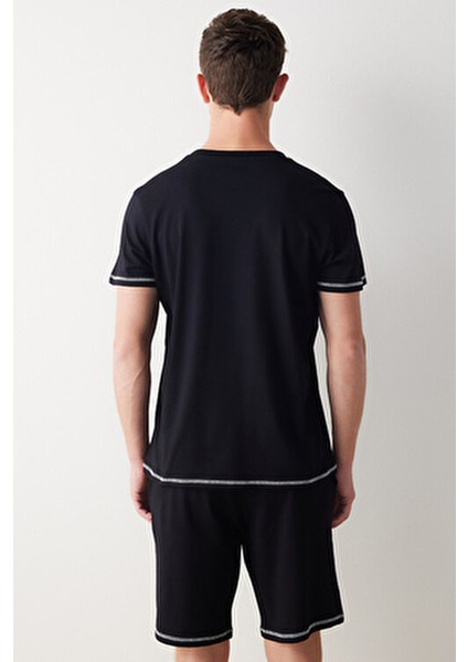 Black Kadın Şort Pijama Takımı Pamuk Minimalist Tasarım ve Rahatlık