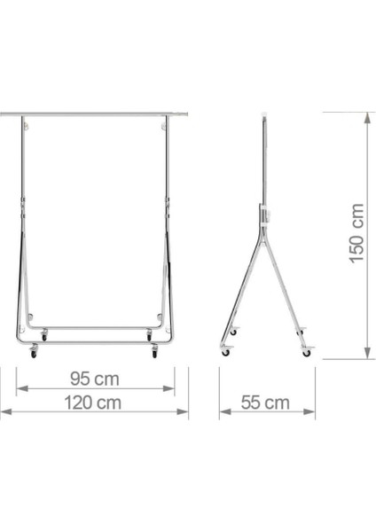 Taşınabilir Katlanabilir Ev Tipi Tekerlekli Metal Orta Stand - Evinizde ve Yazlıkta Kesin Çözüm