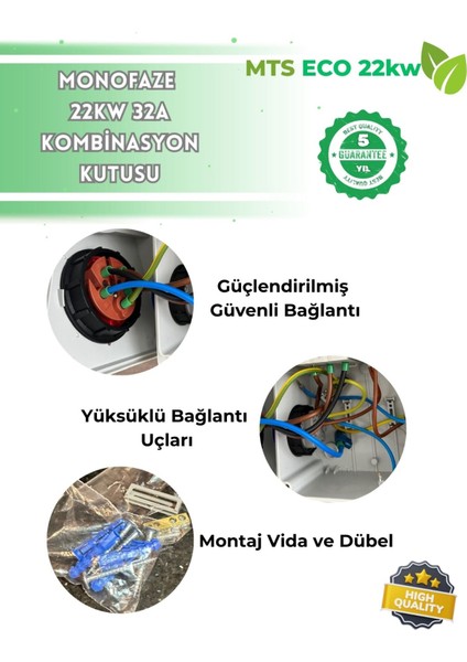 22 Kw VIKO Sigorta Trifaze 5X32 Kaçak Akım Roleli Taşınabilir Elektrikli Araç Şarj Cihazı Kombinasyon Kutusu Pano 4X40 3X40 Sigorta modelleri