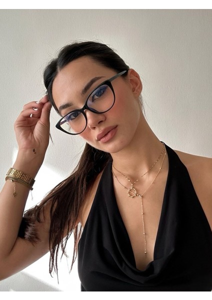 Frida Cat Eye 48 EKARTMAN Çekik Blue Block Mavi Işık Korumalı Cam Değişebilir Erkan Gözlüğü