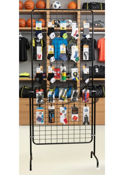 60 Adet Askı Çubuklu Spor Malzemeleri Ürün Standı - 90 x 190 cm Tel Pano Standı fiyatları