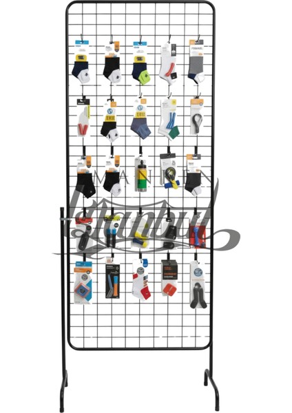 60 Adet Askı Çubuklu Spor Malzemeleri Ürün Standı - 90 x 190 cm Tel Pano Standı modelleri