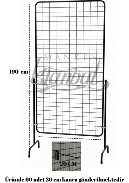 60 Adet Askı Çubuklu Bujiteri - Takı Ürün Standı - 90 x 190 cm Tel Pano Standı indirimleri