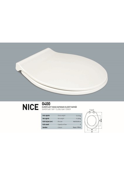 Nice Duroplast Yavaş Kapanan Klozet Kapağı fiyatları