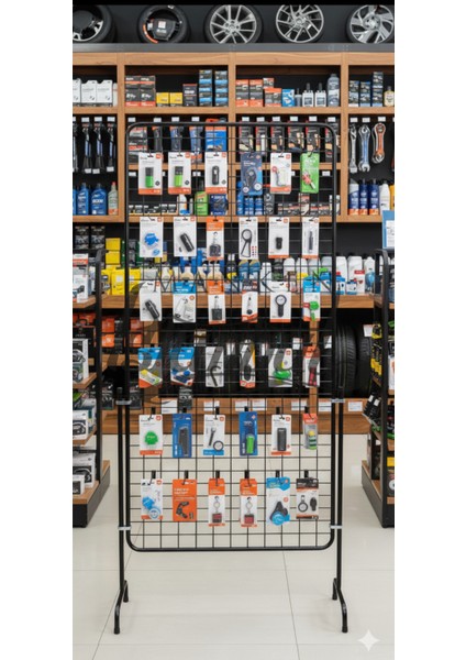 60 Adet Askı Çubuklu Otomotiv Yedek Parça Ürün Standı - 90 x 190 cm Tel Pano Standı fiyatları