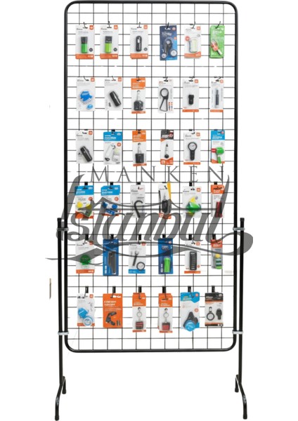 60 Adet Askı Çubuklu Otomotiv Yedek Parça Ürün Standı - 90 x 190 cm Tel Pano Standı modelleri