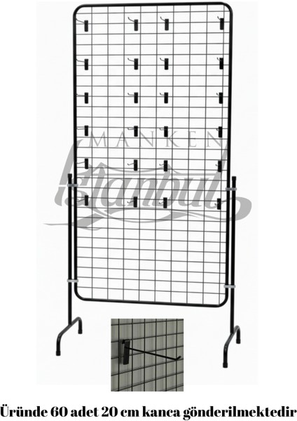 60 Adet Askı Çubuklu Otomotiv Yedek Parça Ürün Standı - 90 x 190 cm Tel Pano Standı fırsatları