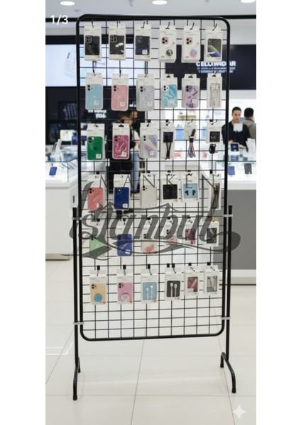 60 Adet Askı Çubuklu Cep Telefonu ve Aksesuar Ürün Standı - 90 x 190 cm Tel Pano Standı fiyatları
