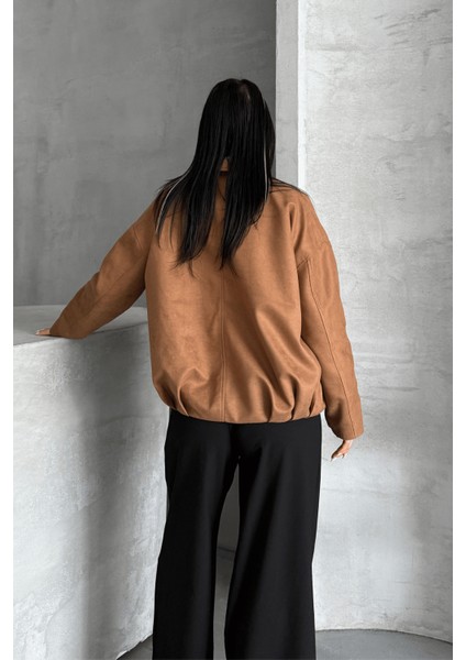 Dokuma Süet Kumaş Bomber Ceket - Açık Kahve indirimleri