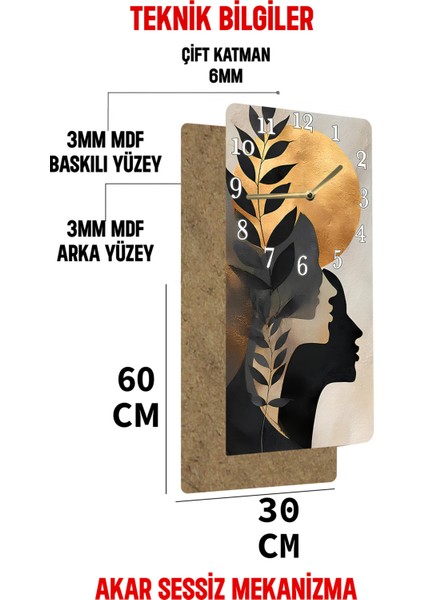 Modern Tasarımlı Mdf Dikdörtgen Duvar Saati – 30X60 Cm– USD106 indirimleri