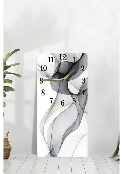 Modern Siyah-Beyaz Dalga Desenli Mdf Dikdörtgen Duvar Saati – 30X60 Cm– USD108 modelleri