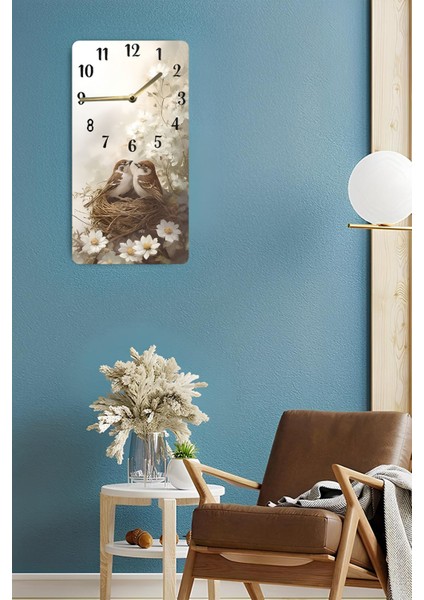 Dekoratif Kuş ve Çiçek Temalı Mdf Dikdörtgen Duvar Saati – 30X60 Cm– USD102 fırsatları