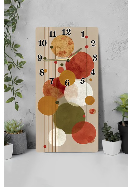 Geometrik Desenli Mdf Dikdörtgen Duvar Saati – 30X60 cm Uv Baskı– USD110