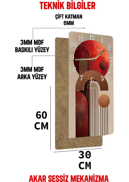 Mdf Dikdörtgen Saat 30X60 cm – Modern Uv Baskı Tasarım – 30X60 cm Uv Baskı– USD095 indirimleri