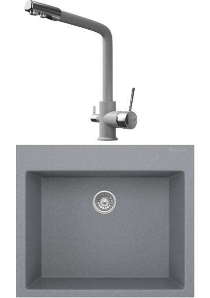 K002 Gri Mutfak Evyesi + Abant Arıtmalı Mutfak Bataryası