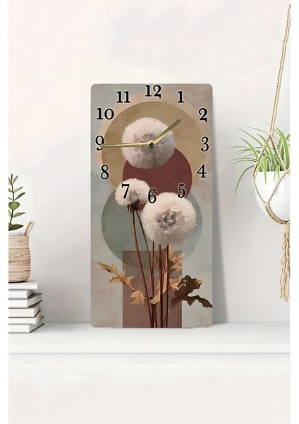Mdf Dikdörtgen Saat – 30X60 cm – Papatya Tohumu Desenli Özel Tasarım Uv Baskı– USD094