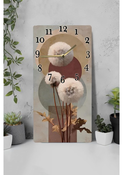 Mdf Dikdörtgen Saat – 30X60 cm – Papatya Tohumu Desenli Özel Tasarım Uv Baskı– USD094
