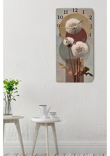Mdf Dikdörtgen Saat – 30X60 cm – Papatya Tohumu Desenli Özel Tasarım Uv Baskı– USD094