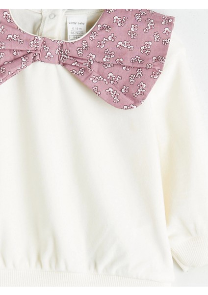 Lcw Baby Ekru Bisiklet Yaka Kız Bebek Sweatshirt ve Tayt 2'li