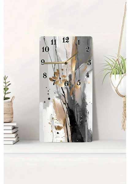 Modern Soyut Desenli Mdf Dikdörtgen Duvar Saati 30X60 cm Sessiz Mekanizmalı Uv Baskı – USD096
