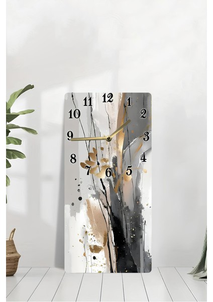 Modern Soyut Desenli Mdf Dikdörtgen Duvar Saati 30X60 cm Sessiz Mekanizmalı Uv Baskı – USD096 modelleri