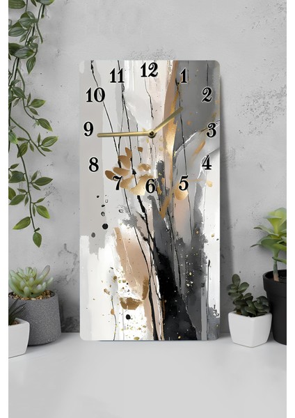 Modern Soyut Desenli Mdf Dikdörtgen Duvar Saati 30X60 cm Sessiz Mekanizmalı Uv Baskı – USD096