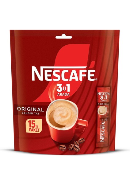 3'ü 1 Arada Original Hazır Kahve 15'li (x3) Paket fiyatları
