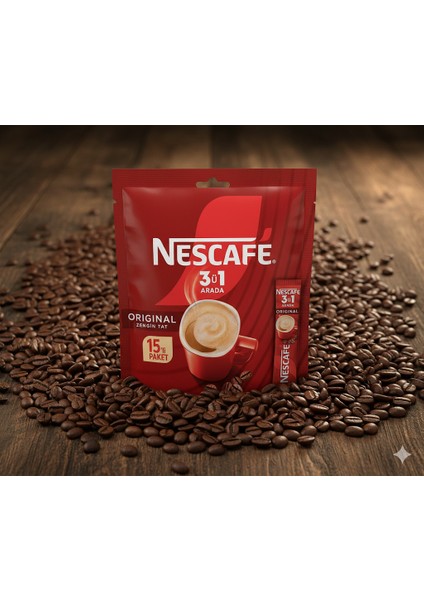 3'ü 1 Arada Original Hazır Kahve 15'li (x3) Paket modelleri