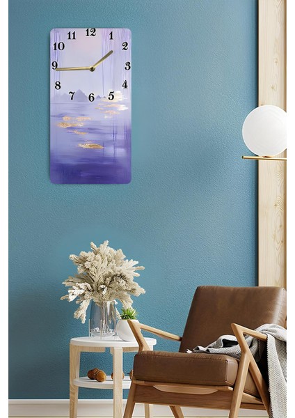 Mdf Dikdörtgen Duvar Saati – 30X60 Cm, Uv Baskı, Lila & Altın Yansımalar Temalı– USD093 fırsatları
