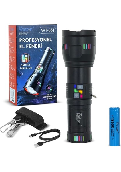 Lazer Etkili Profesyonel El Feneri WT-631- 30,000 Lümen