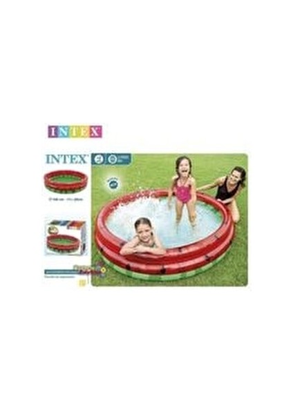 Karpuz Desenli Şişme Havuz 168x38 cm Kolay Şişirme Tropik Renkler 400 LT Kapasite indirimleri