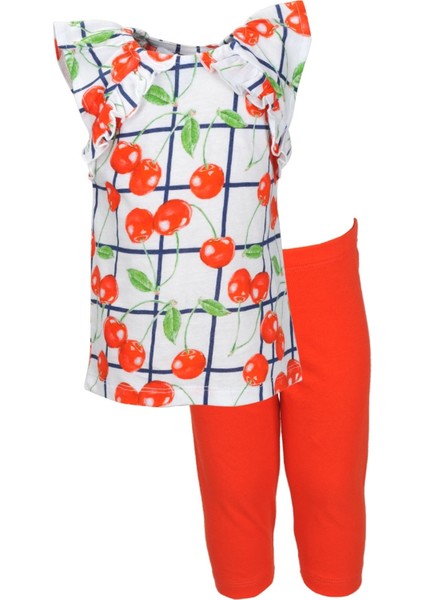 Kız Bebek Kırmızı Cherry Desenli T-Shirt ve Tayt Takım (9AY-4YAŞ) indirimleri