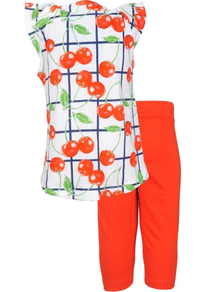 Kız Bebek Kırmızı Cherry Desenli T-Shirt ve Tayt Takım (9AY-4YAŞ)