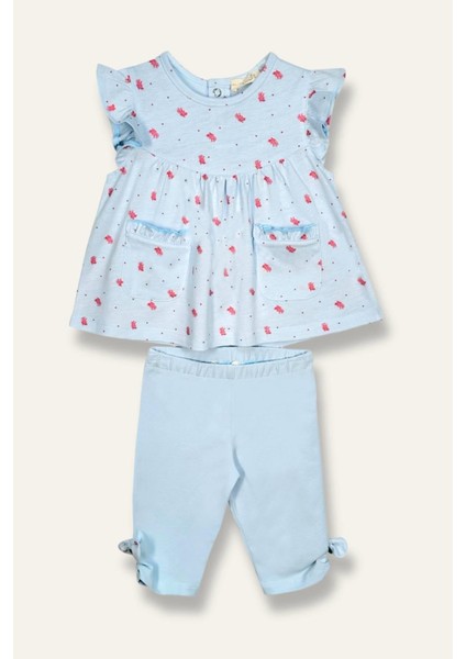 Kız Bebek Mercan Desenli Tayt Bluz Takım - Desenli