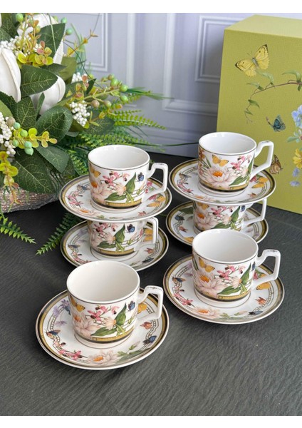 Türk Kahve Fincanı Muse Garden 6 Kişilik 12 Parça