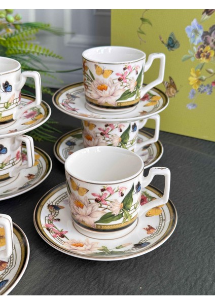 Türk Kahve Fincanı Muse Garden 6 Kişilik 12 Parça modelleri
