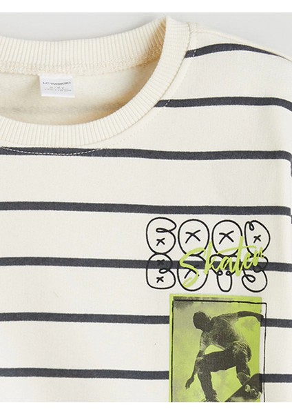 Lcw Kids Bej Bisiklet Yaka Baskılı Erkek Çocuk Sweatshirt modelleri