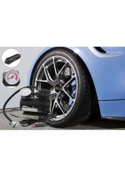 Mini Hava Kompresörü 12V Araç Tipi Çakmaklık Araba Bisiklet Teker Lastik Şambrel Top Şişirme 300 Psı