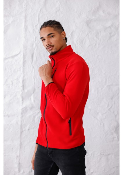 Erkek Biyeli Fermuarlı Spor Polar Ceket