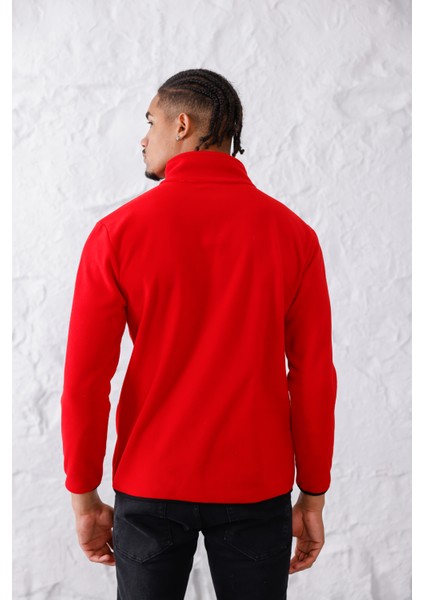 Erkek Biyeli Fermuarlı Spor Polar Ceket