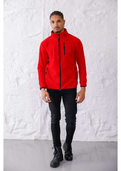 Erkek Biyeli Fermuarlı Spor Polar Ceket
