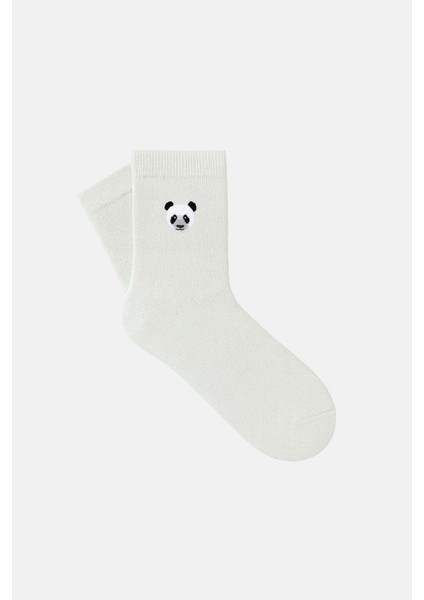 Panda Bambu Çorap - Beyaz