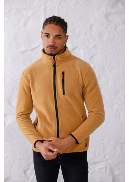 Erkek Biyeli Fermuarlı Spor Polar Ceket