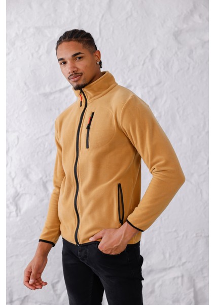 Erkek Biyeli Fermuarlı Spor Polar Ceket