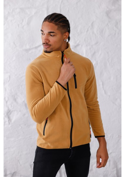 Erkek Biyeli Fermuarlı Spor Polar Ceket