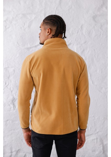 Erkek Biyeli Fermuarlı Spor Polar Ceket