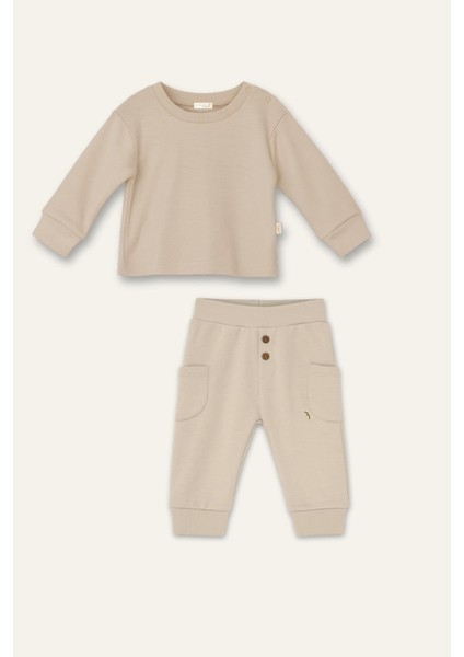 Unisex Bebek Organik Ikili Takım - Ekru