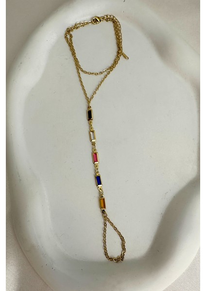 Altın Rengi Ince Dikdörtgen Renkli Taşlı Şahmeran modelleri