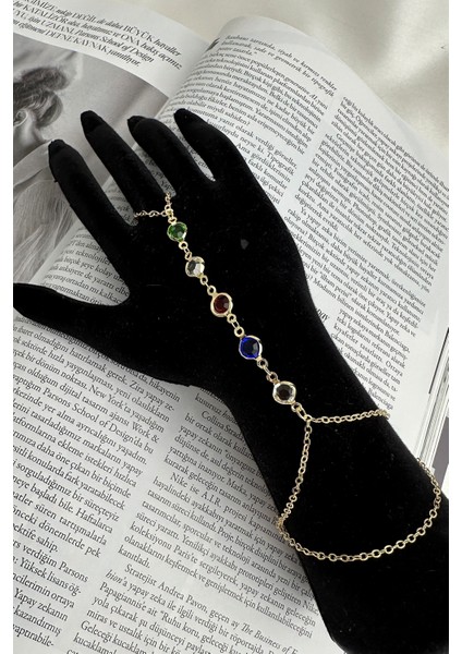 Altın Rengi Renkli Yuvarlak Taşlı Şahmeran fiyatları